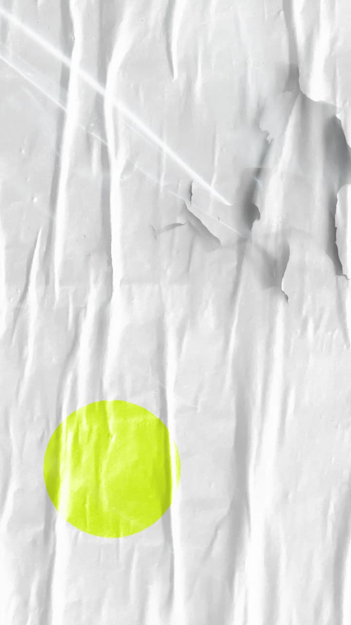 Dynamic Abstract Motion Graphic with Neon Green Shapes on Crumpled Paper