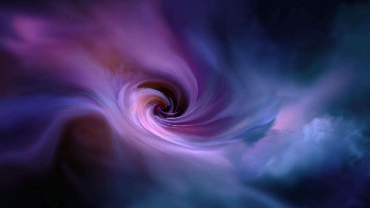 A mesmerizing vortex of swirling colors and ethereal patterns, depicting an enchanting abstract representation of movement and depth in a cosmic realm