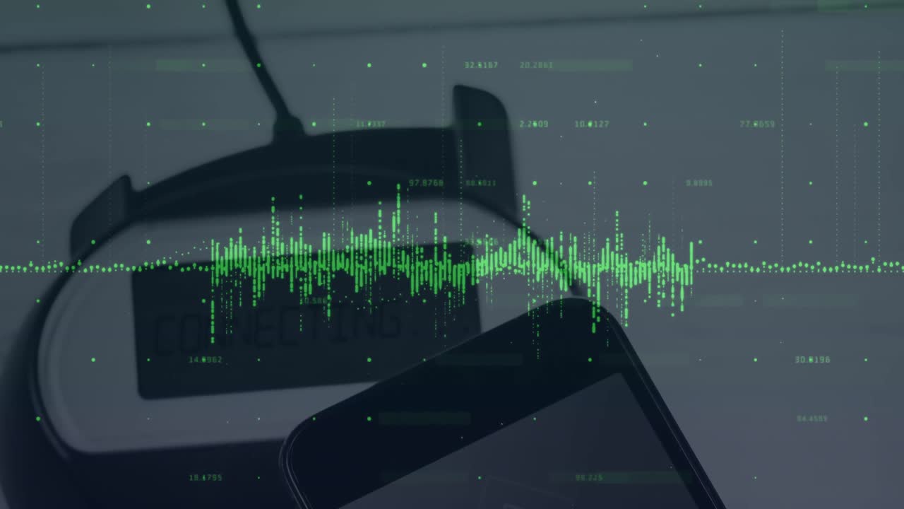 결제 터미널을 통해 금융 데이터 처리의 애니메이션