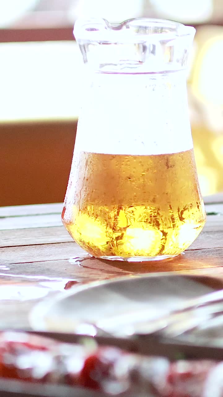 Cold Beer on a Wooden Table