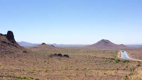 Aerial-slow-flyover-the-Salt-River-Pima-Indian-Reservation-where-the-Sonoran-desert-and-Central-Arizona-Project-intersect,-Scottsdale,-Arizona