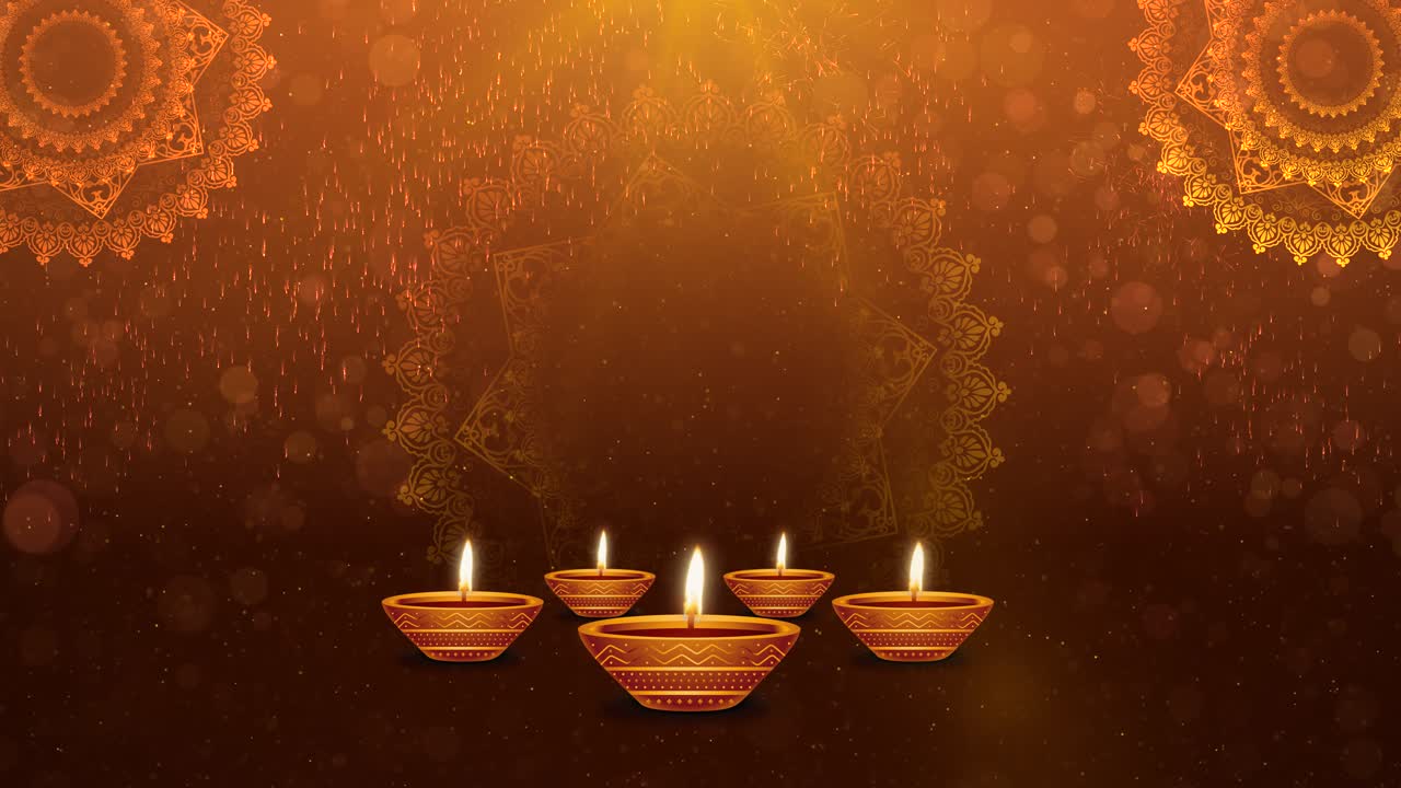 Sfondo animato di auguri di buon Diwali con lampada diya. Animazione di buon Deepavali