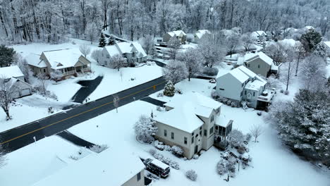 american resort ski town in usa during fresh winter snow