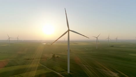 video shows of wind turbines at sunset