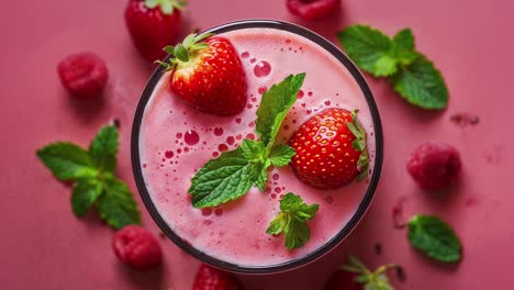 Batido-Refrescante-De-Fresa-Con-Hojas-De-Menta-Fresca