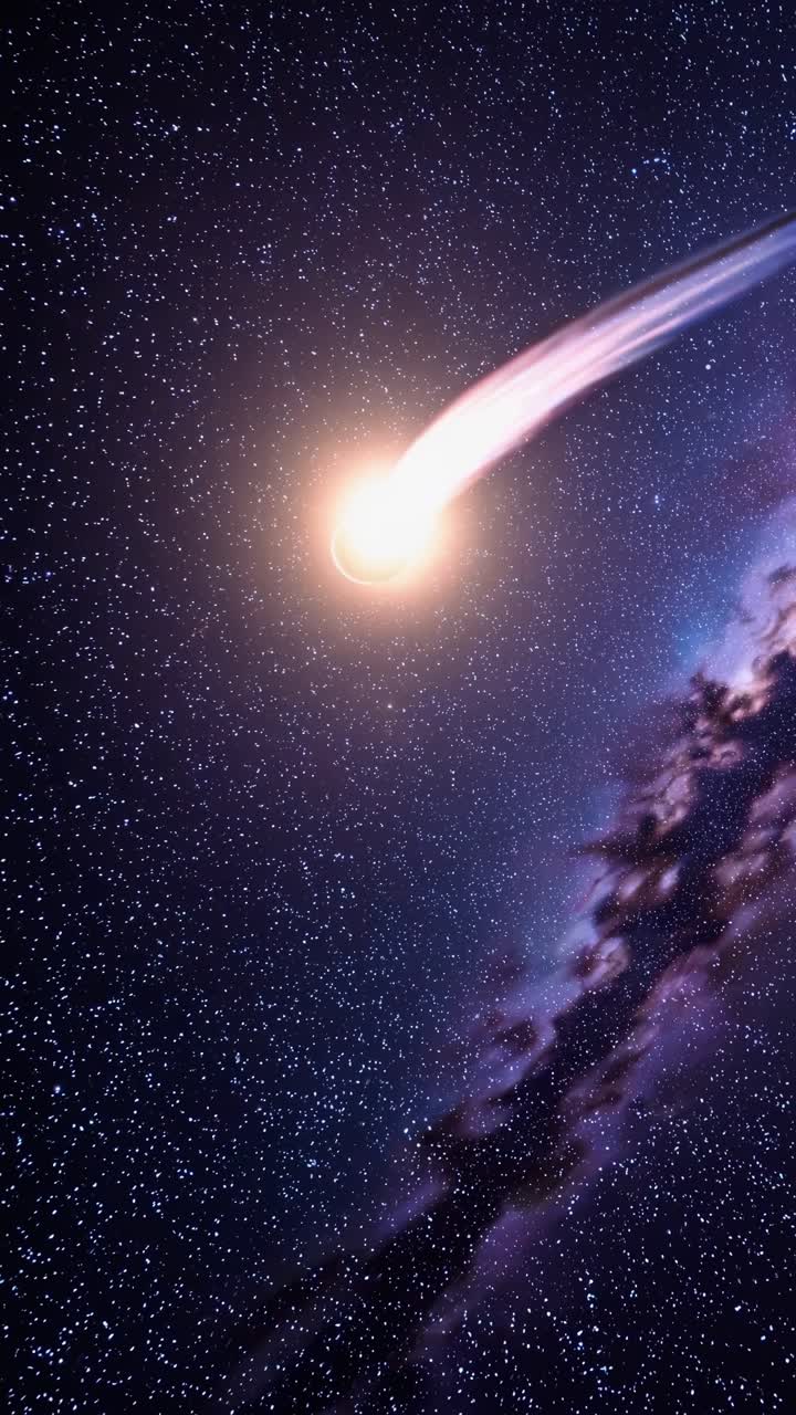 A mesmerizing video of a starry night sky with a distant planet