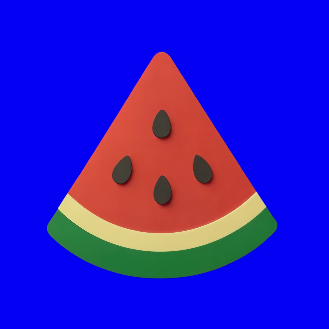 Vibrant 3D watermelon slice illustration animation, transparent 4K video, green screen