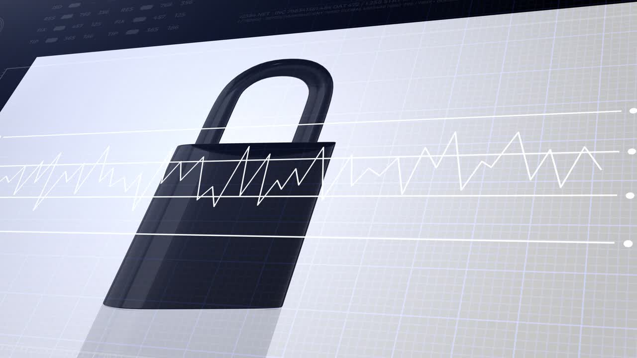 protección de datos, seguridad digital, animación con diagramas gráficos.