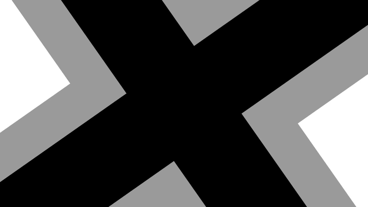 Abstract Graphic Transition with Rotating Grey Cross on White Background