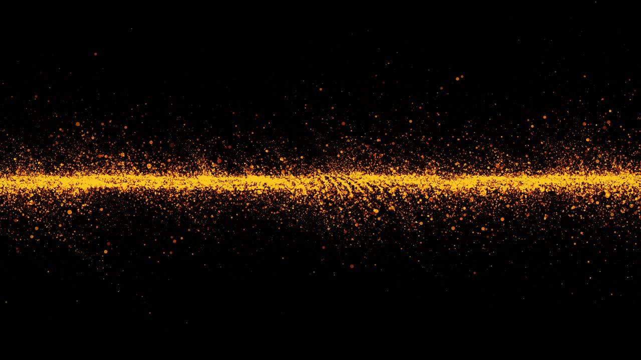 gold particles abstract background with shining line floor ground particle stars dust. Beautiful futuristic glittering in space on black background.