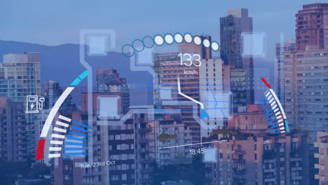 Animation-of-financial-data-processing-over-cityscape