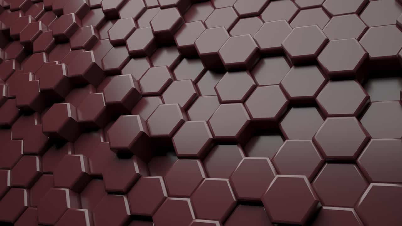 fondo 3d renderizado de hexágonos marrones subiendo y bajando con movimiento aleatorio. bucle
