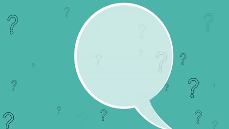 animation of speech bubble and question marks over green background