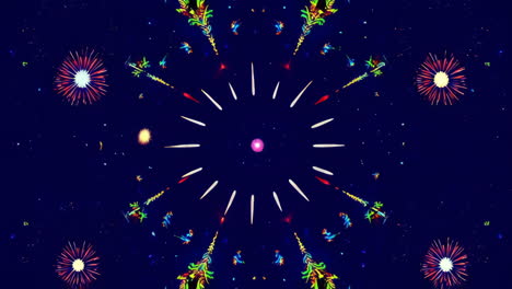 Vibrant Kaleidoscope Fireworks and Psychedelic Light Patterns