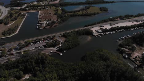 aerial of eldred's marina, near boca grande, florida