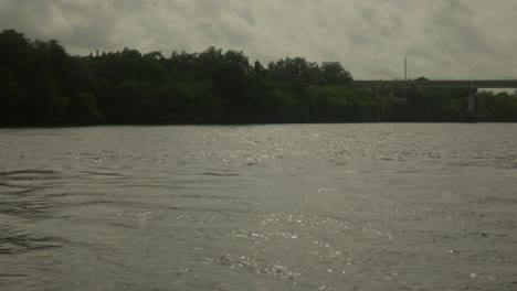 scenic shot from a boat on an indian river or lake