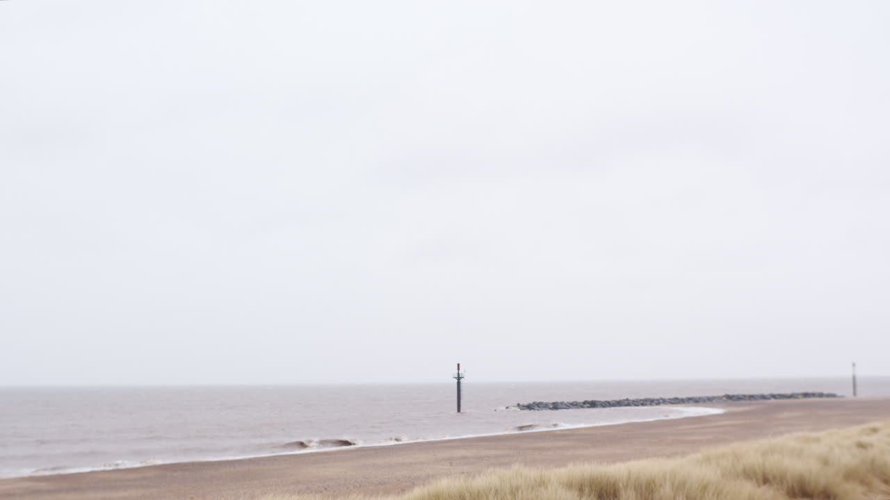Serene Beach Landscape on an Overcast Day
