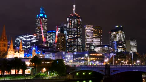 Melbourne-Cbd-Skyline-Nächtlicher-Zeitraffer