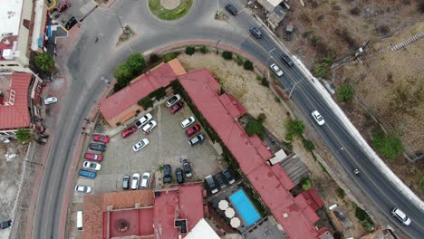 aerial shot of a busy street in guanajuato