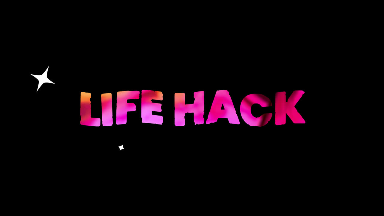 Animated Text 'Life Hack' with Gradient Colors on Black Background