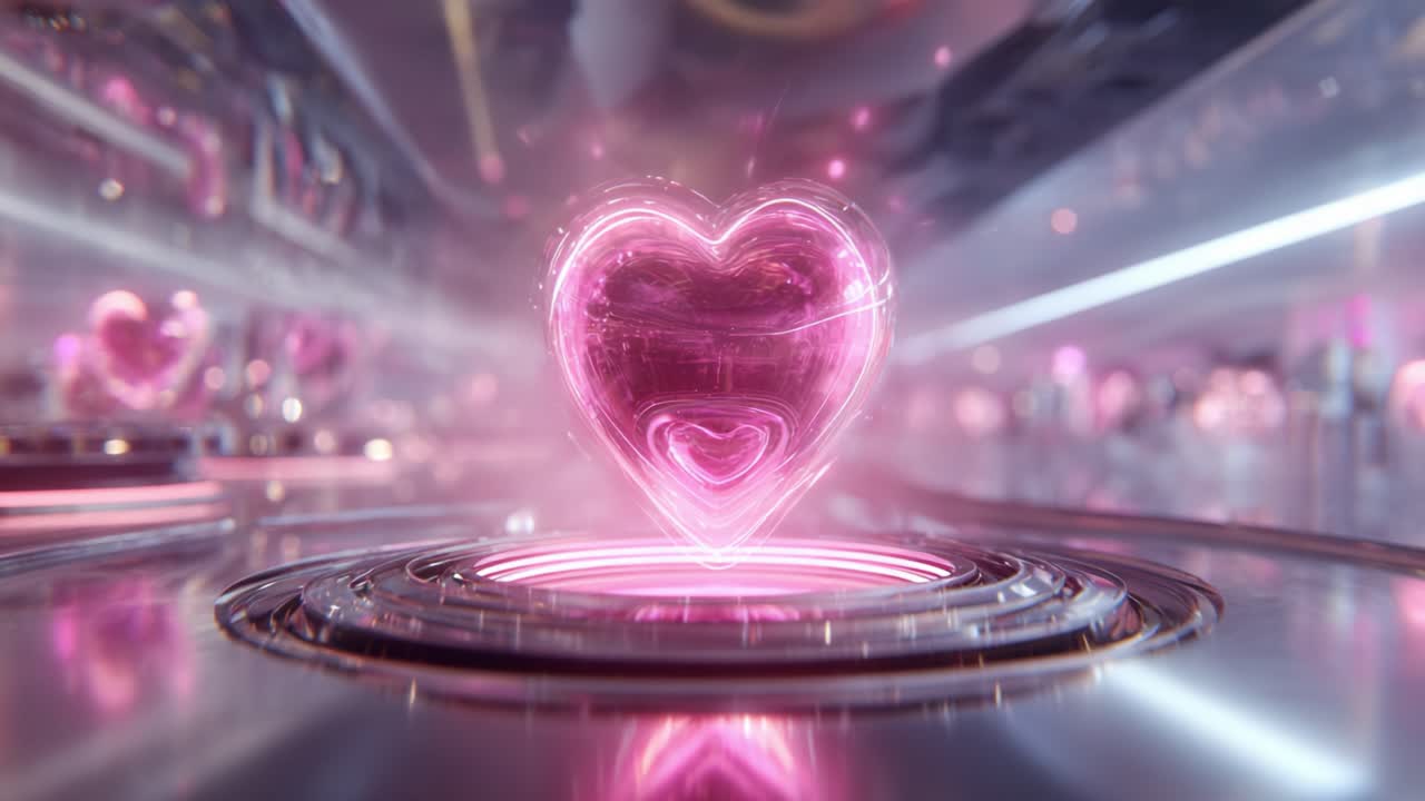 A Stunning Visual of a Shimmering Pink Heart Surrounded by a Luminous Environment, Symbolizing Love and Connection in a Metaphysical Realm