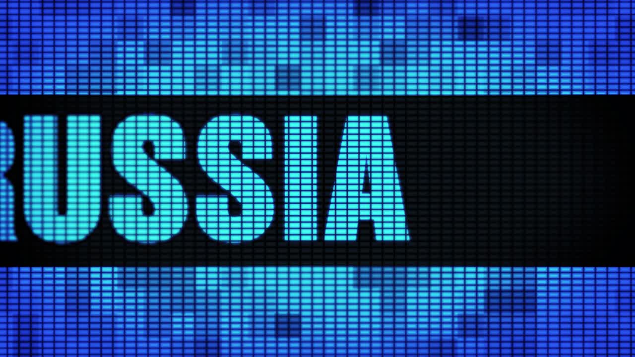 Russia Text on LED Display