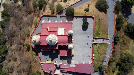 overhead-aerial-view-of-the-church-of-the-pyramid-of-cholula