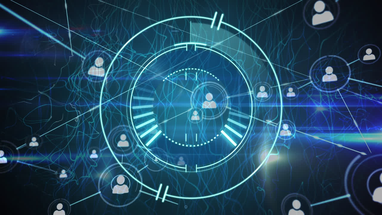 animación del escaneo del alcance a través de la red de conexiones