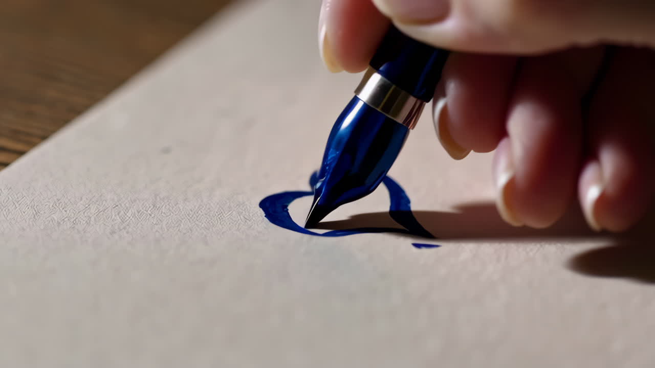 Hand Writing a Heart with a Pen