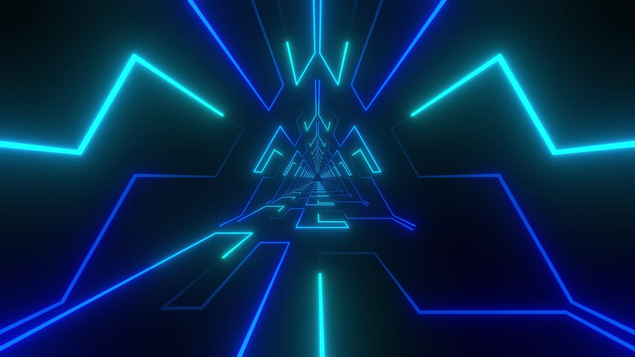 Tunnel triangolare luminoso al neon