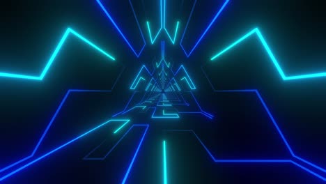 túnel triangular de neón brillante