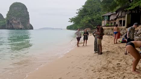 tropical beach scene with resort in thailand