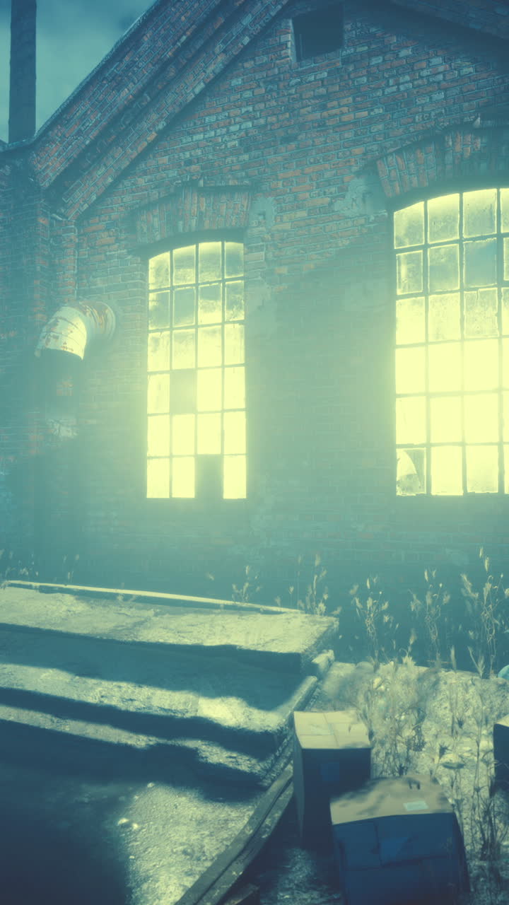 fábrica abandonada por la noche