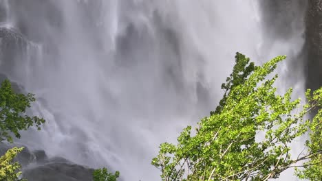 Close-up-drone-image-focusing-on-the-intricate-details-of-Seerenbachfälle,-emphasizing-the-sheer-power-and-beauty-of-the-falling-water