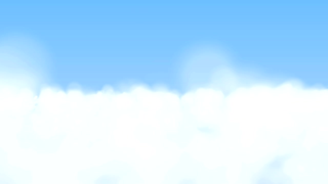 volar por encima de la nube con el cielo azul brillante en bucle sin costuras repetir animación