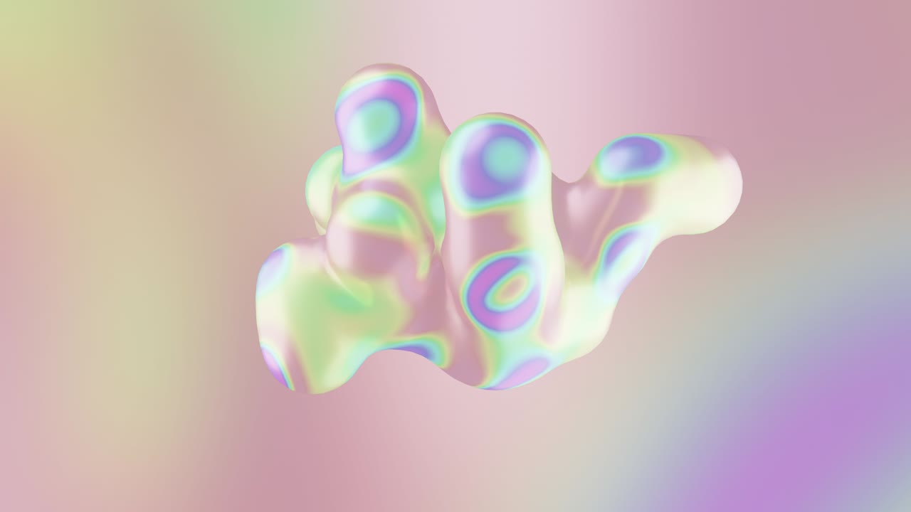 액체 추상 형태: 4k 애니메이션: 부드러운 빛의 배경에 무형 홀로그램 메타볼 객체.