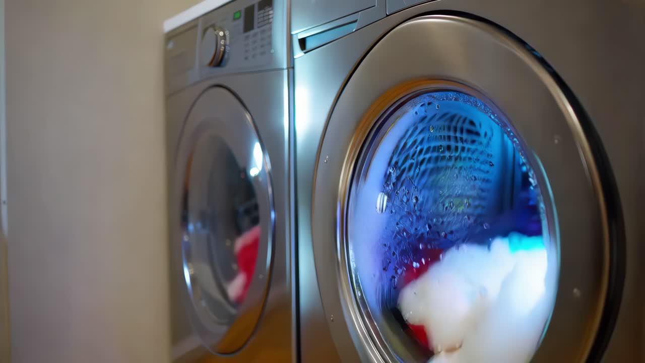 Modern Washing Machine and Dryer in Action