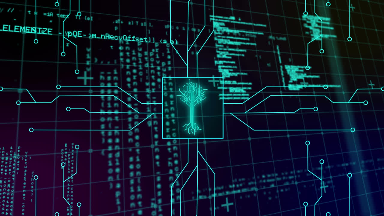 animación de un circuito integrado a través del procesamiento de datos en una pantalla digital