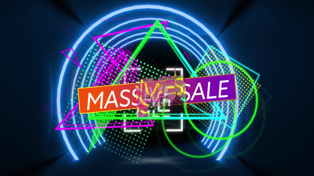 추상적인 배경 위에 판매 텍스트의 애니메이션