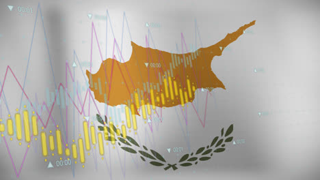 animation of flag of cyprus over data processing