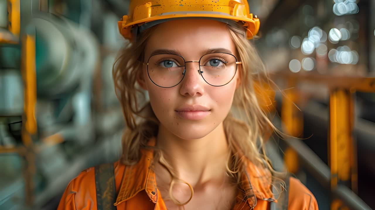 Portrait of a female worker in an industrial setting