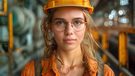 portrait of a female worker in an industrial setting