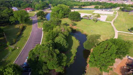 Aerial-footage-of-Bear-Creek-Park-in-Keller-Texas