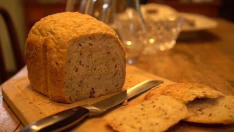 SLOWMO---Homemade-bread-on-wooden-board-in-luxury-boutique-Bed-and-Breakfast