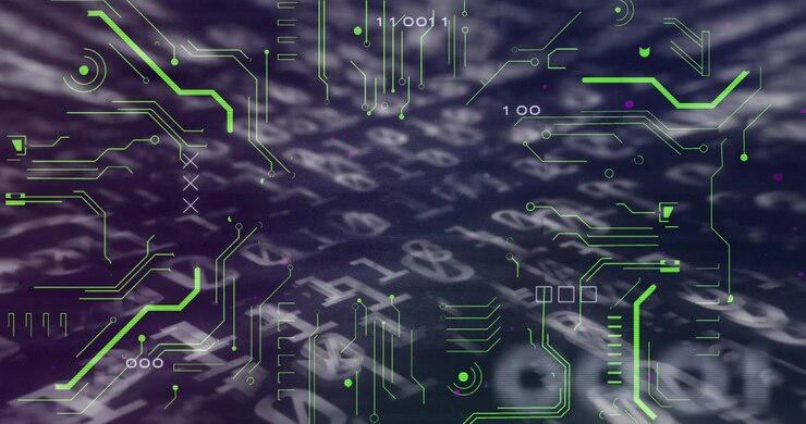 Animation of binary coding and data processing