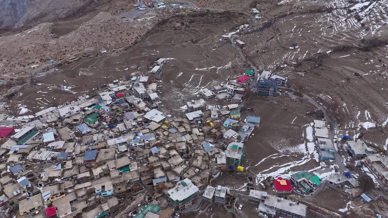 High-Angle View of a Mountain Village in the Himalayas