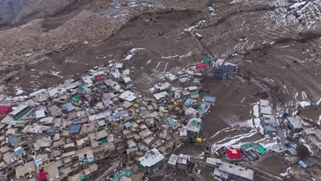 high-angle view of a mountain village in the himalayas
