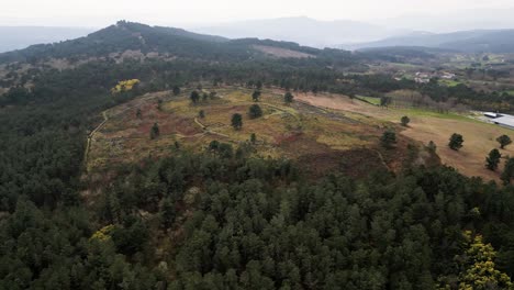 Panoramic-aerial-orbit-of-Castro-de-San-Cibran-in-Las-Ourense-Spain