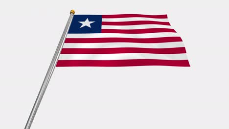 video de bucle de la bandera de liberia revoloteando en el viento, video en cámara lenta de 4k, con canal alfa