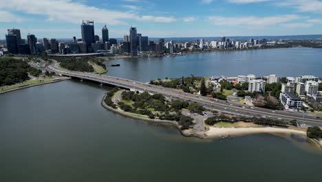 aerial shot of narrows bridge, perth, wa